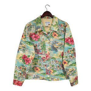 Vintage Gotcha Covered Women Sz XL Button Up Jacket Beach Resort Floral USA